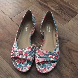 Naturalizer N5 Comfort Peep Toe Floral Flats 7.5